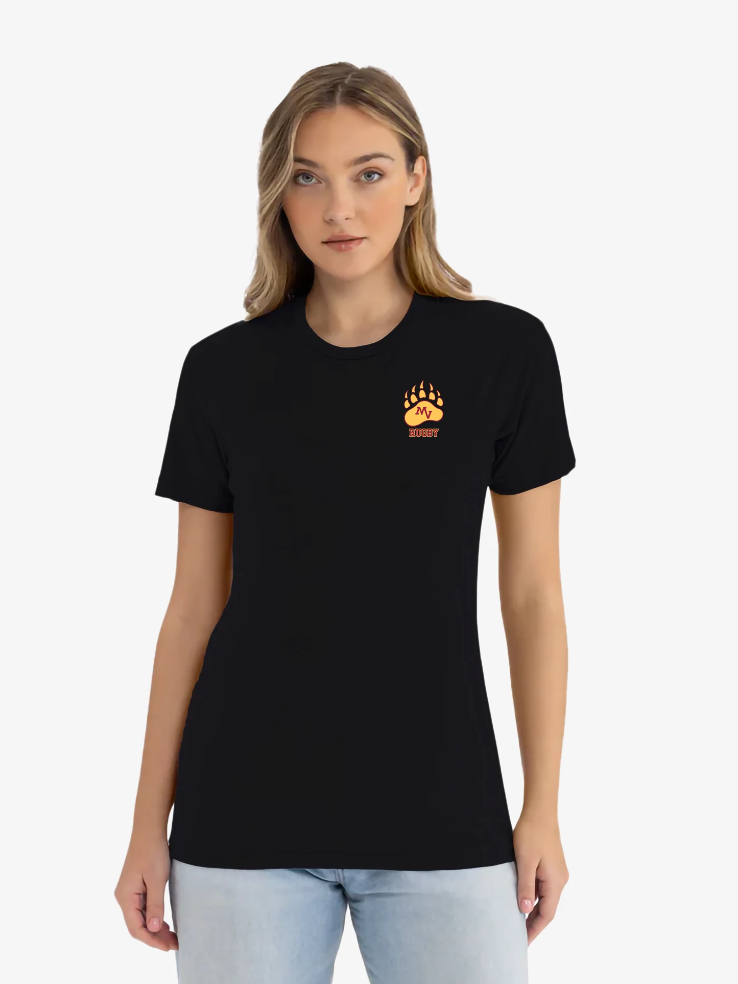 Black Mountain View Rugby shirt with original paw logo on chest