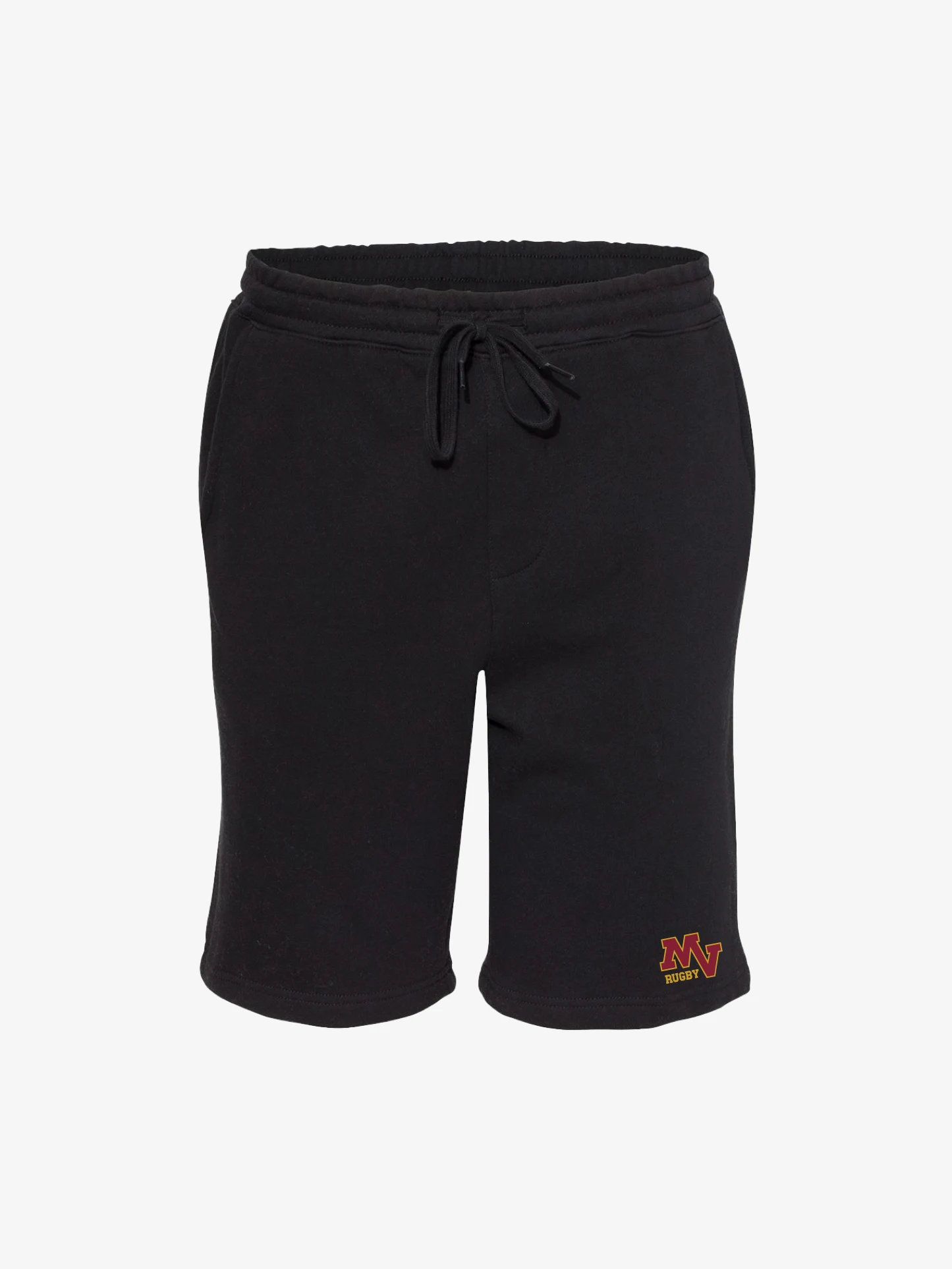Mountain View Rugby black fleece shorts front view