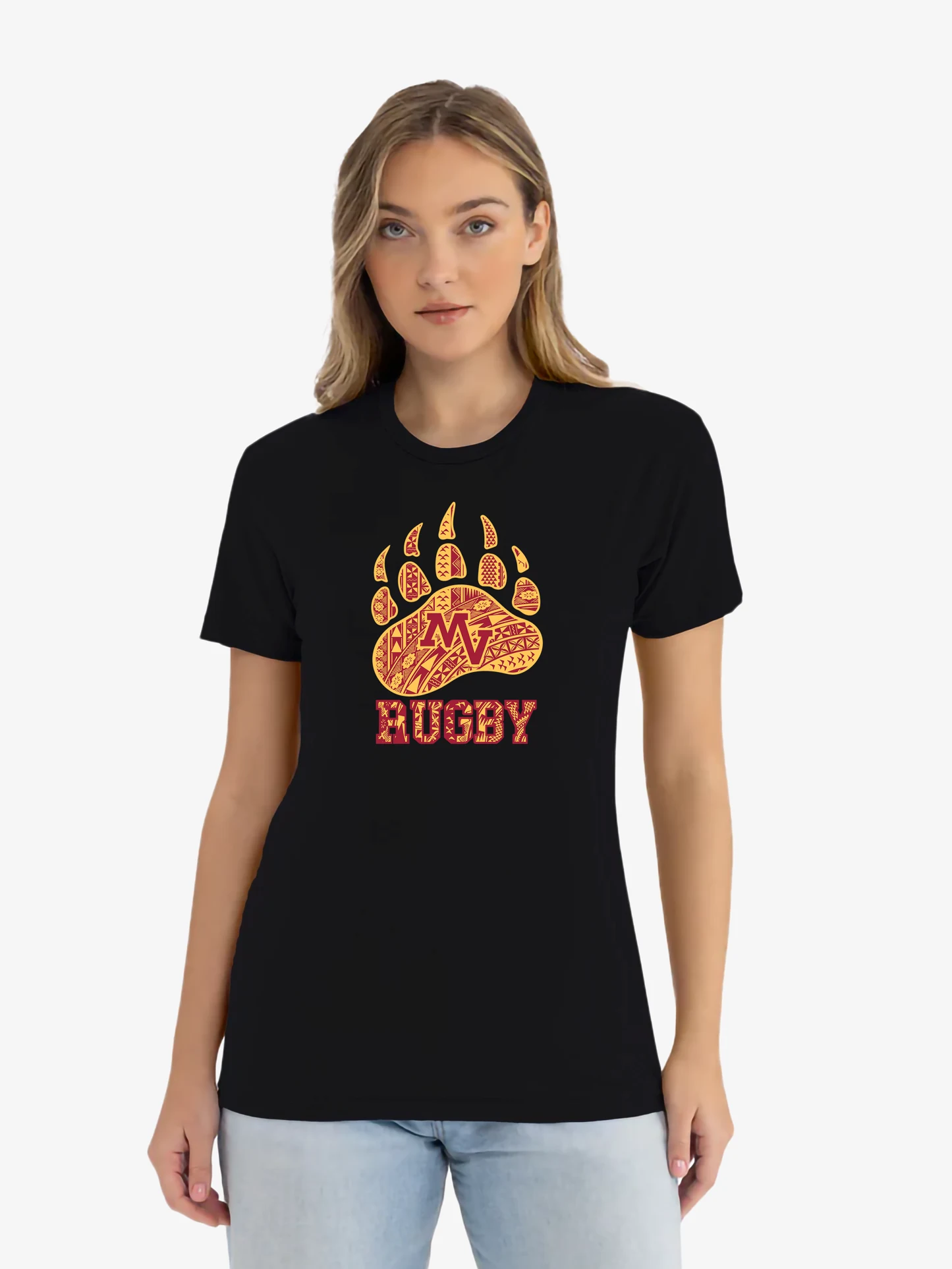 MV Rugby Polynesian paw black tee