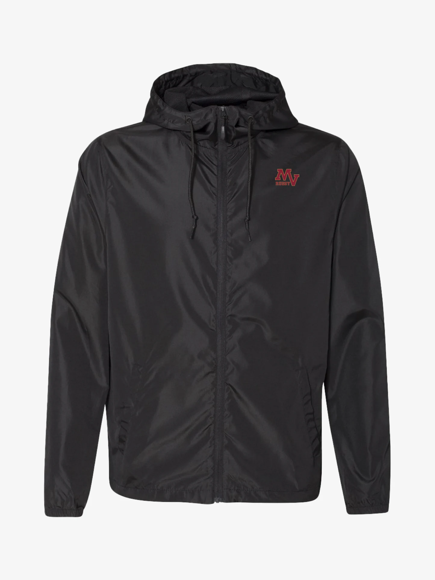 Mountain View Rugby full zip windbreaker Black front view