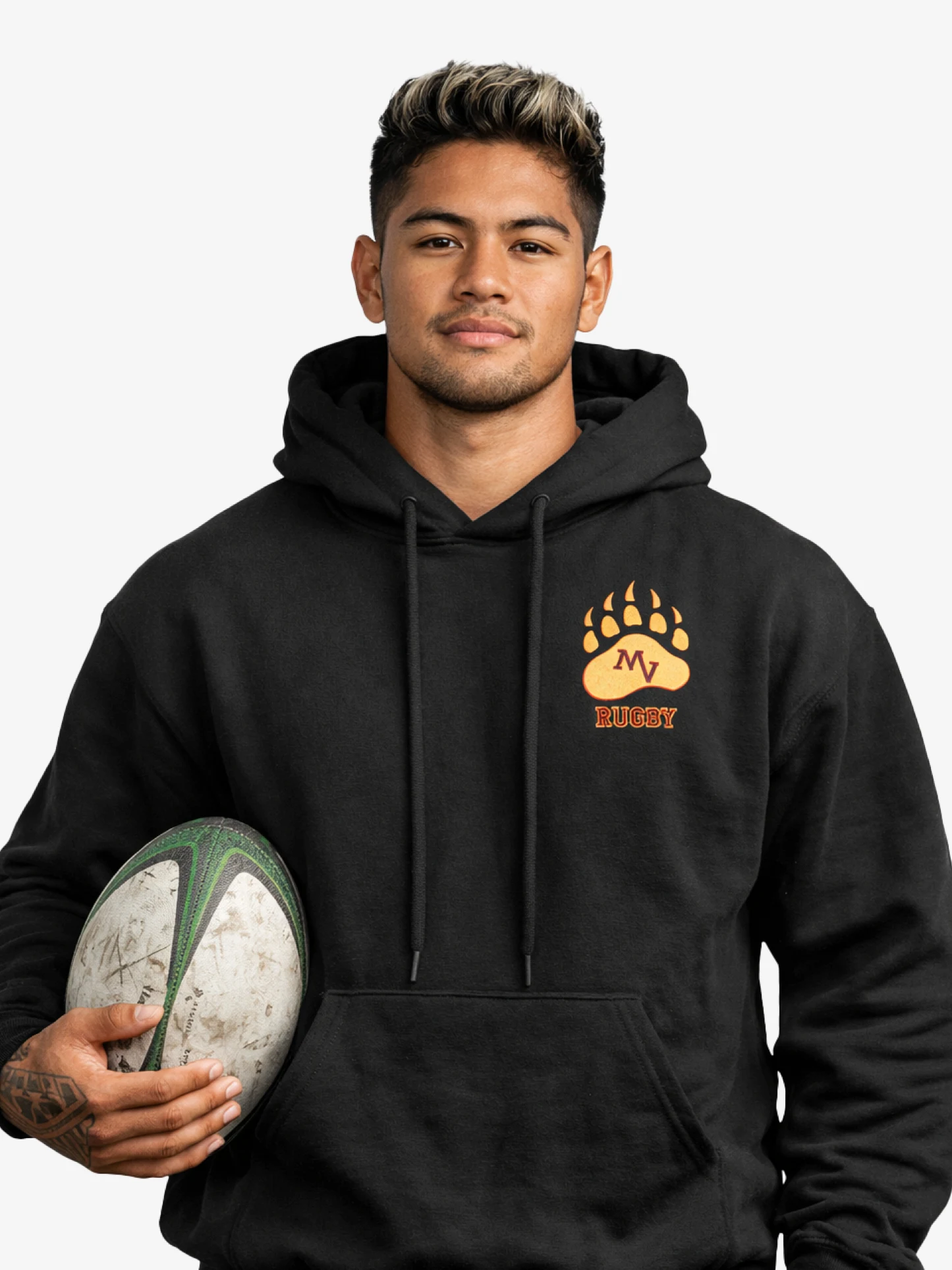 Mountain View Rugby Hoodie front view black