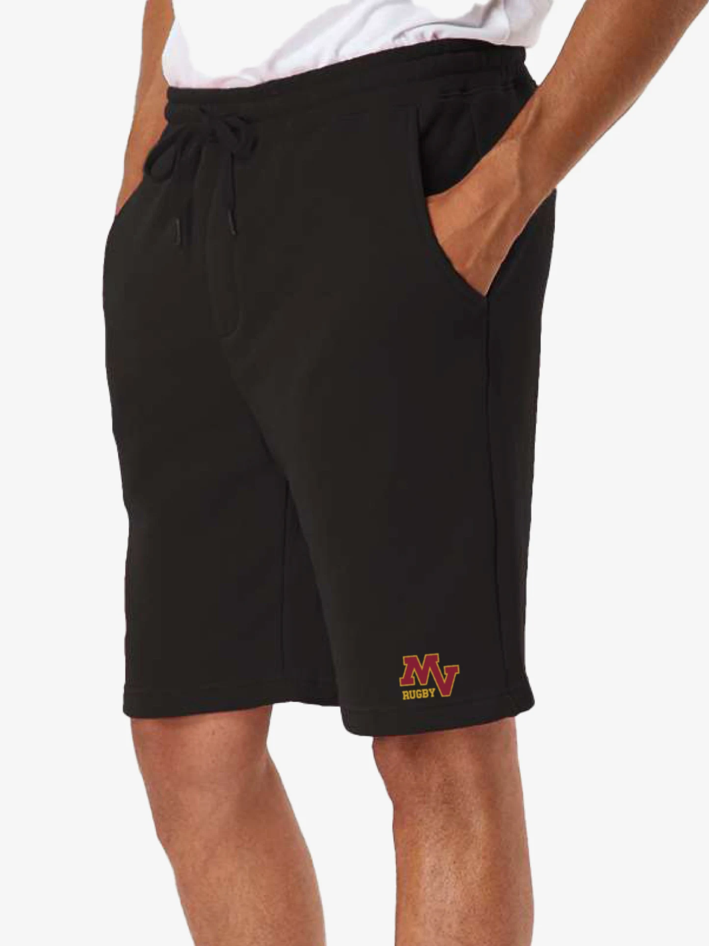 Mountain View Rugby black athletic shorts tapered knee